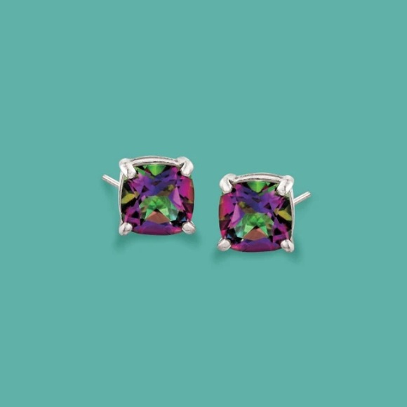 New-Savvy Cie Jewels Mystic Quartz Sterling Silver Stud Earrings - Picture 1 of 5